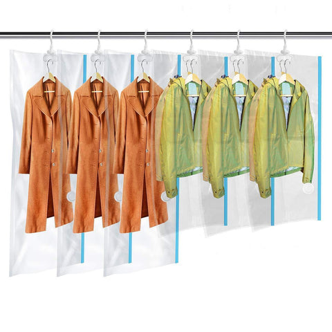 Best mrs bag hanging vacuum storage bags 6 pack 3jumbo57x27 6 3short41 3x27 6 space saver bag dress cover with hook for coats jackets clothes closet storage hand pump included