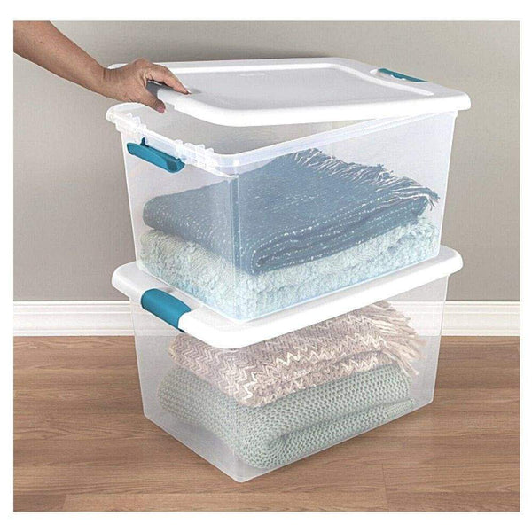 Purchase 60 quart storage containers 6 pack closet lids space saver baskets box stacking bin portable organizer ebook
