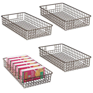 Shop mdesign household metal wire cabinet organizer storage organizer bins baskets trays for kitchen pantry pantry fridge closets garage laundry bathroom 16 x 9 x 3 4 pack bronze