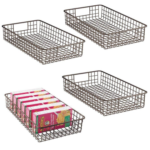Shop mdesign household metal wire cabinet organizer storage organizer bins baskets trays for kitchen pantry pantry fridge closets garage laundry bathroom 16 x 9 x 3 4 pack bronze