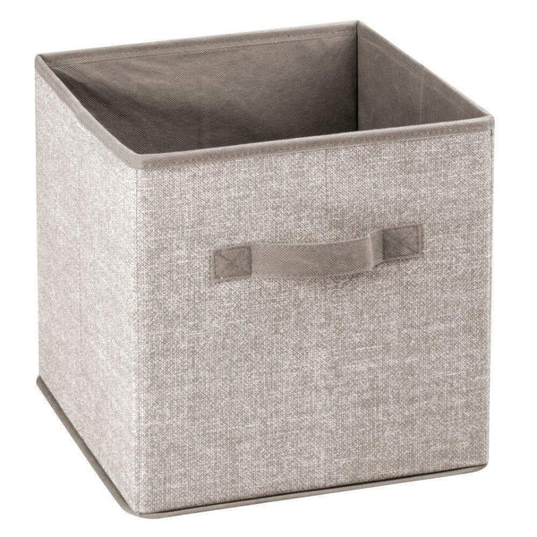 Discover the best mdesign small soft fabric closet organizer cube bin box front handle storage for closet bedroom furniture shelving units textured print 11 high 8 pack linen tan