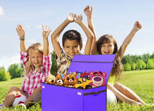 Save on prorighty collapsible toy chest for kids xx large storage basket w flip top lid toys organizer bin for bedrooms closets child nursery store stuffed animals games clothes purple