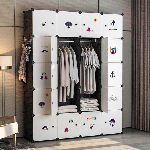 Amazon best yozo closet organizer portable wardrobe cloth storage bedroom armoire cube shelving unit dresser cabinet diy furniture black 20 cubes