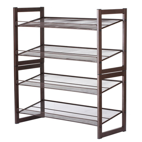 Cheap rackaphile 4 tier stackable metal shoe rack mesh utility shoe storage organizer shelf for closet bedroom entryway 32 3 28 9 12 bronze