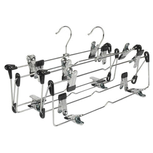 Save lohas home 4 tier skirt hangers pants hangers closet organizer stainless steel fold up space saving hangers 2 pieces
