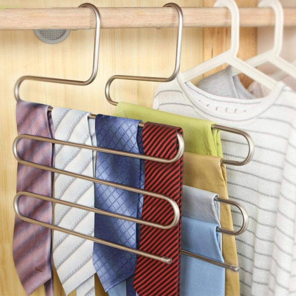 Purchase s type stainless steel clothes pants hangers for closet organization with multi purpose for space saving storage 10 pack 1