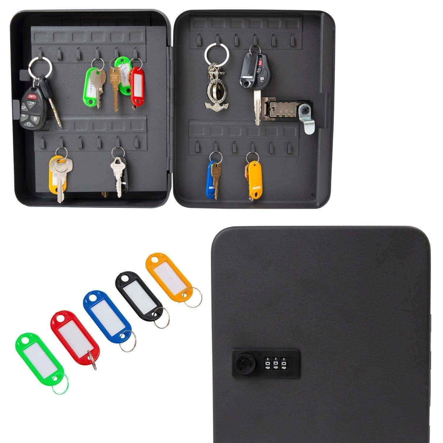 Purchase houseables key lock box lockbox cabinet wall mount safe 7 9 w x 9 9 l 48 tags black metal combination code locker storage organizer outdoor keybox closet for realtor real estate office