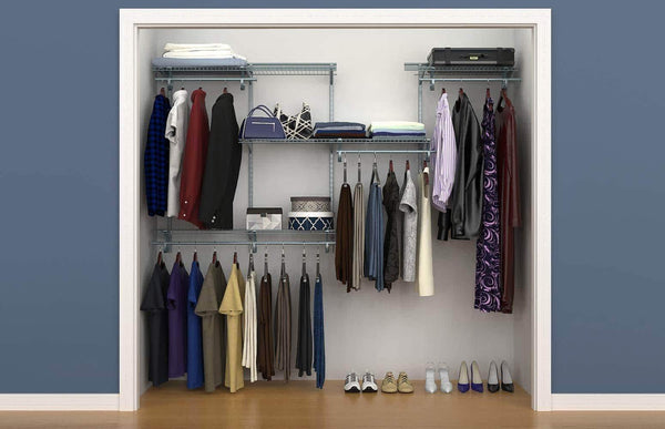 Save closetmaid 78809 shelftrack 5ft to 8ft adjustable closet organizer kit satin chrome
