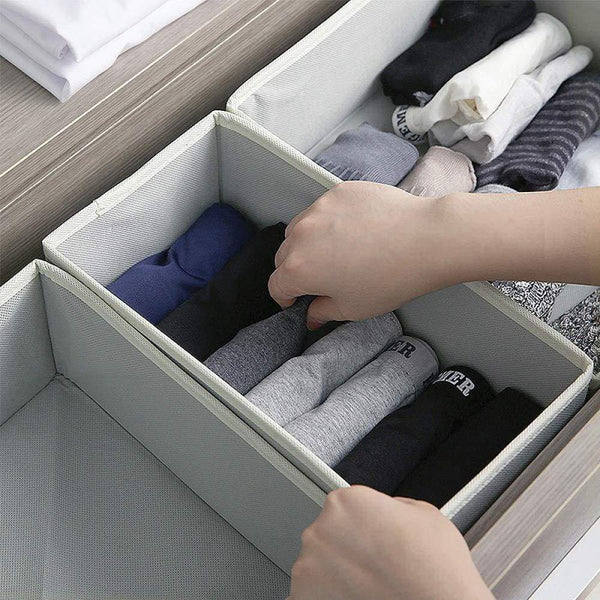 Home diommell foldable cloth storage box closet dresser drawer organizer fabric baskets bins containers divider with drawers for baby clothes underwear bras socks lingerie clothing set of 12 grey 444