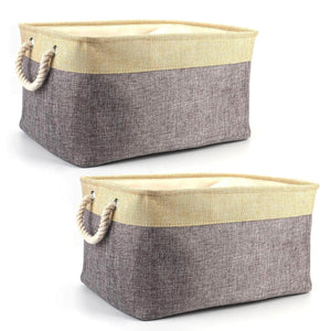 Amazon tosnail 2 pack linen storage baskets with drawstring cover top fabric storage bin organizer for home closet shelves cabinet storage