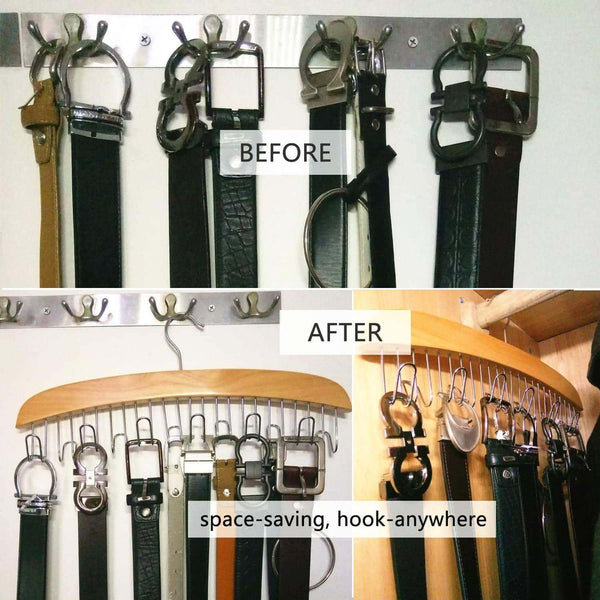 Cheap ohuhu belt hanger 24 belt racks hardwood homeware closet accessories organizers 2 pack