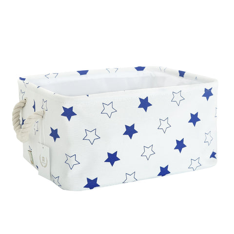 Shop storage bin zonyon rectangular collapsible linen foldable storage container baby basket hamper organizer with rope handles for boys girls kids toys office bedroom closet gift basket blue star
