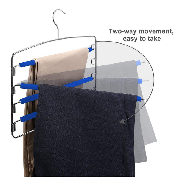 Products rosinking slack hangers swing arm pants 2 pack multi layers removeable stainless steel scarf slack hangers non slip clothes rack with foam padded rotatable hook closet space saving organizer