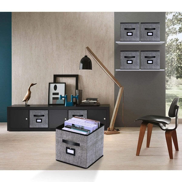Top rated onlyeasy foldable cloth storage bins cubes box set of 6 home closet cubby bookcase nursery drawers organizers with label holders and dual leather handles 12x12x12 inch linen like black 7mxab06plp