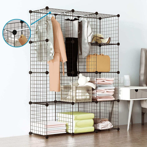 Amazon tespo wire cube storage shelves book shelf metal bookcase shelving closet organization system diy modular grid cabinet 12 cubes