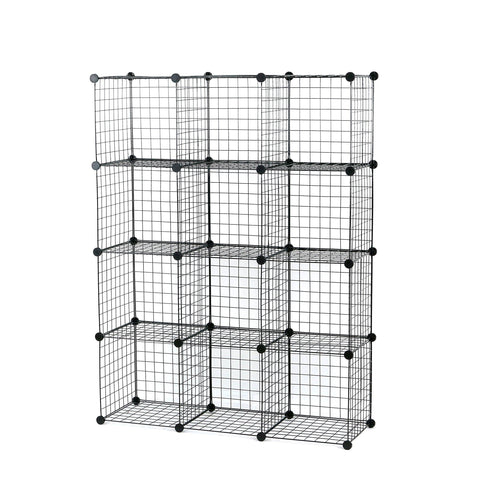 Select nice unicoo multi use diy 12 cube wire grid organizer bookcase bookshelf storage cabinet wardrobe closet toy organizer wire cube storage black wire