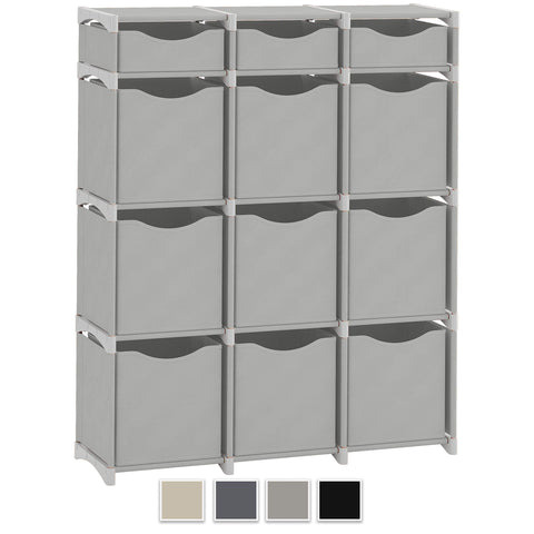 Heavy duty 12 cube organizer set of storage cubes included diy cubby organizer bins cube shelves ladder storage unit shelf closet organizer for bedroom playroom livingroom office light grey
