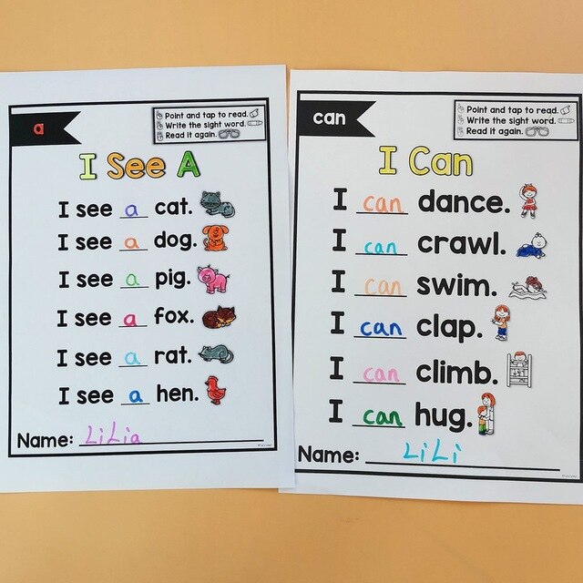 Emergent Sight Word Poems Read Write Children Learning English Workbook Educational Exercise Training Book Kids Educational Toys